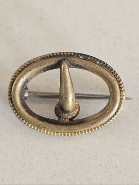 Vintage Victorian Era Small Belt Buckle Pin Gold Gilt